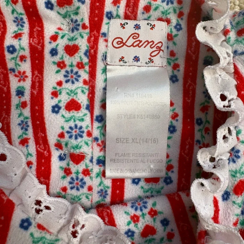 Lanz of Salzburg Girls cotton flannel Tyrolean nightgown Pajamas Sleepwear‎ XL
